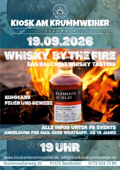 Whisky by the fire Part 2 Am 19.9.26 findet wieder Whisky by the fire Part 2 statt.