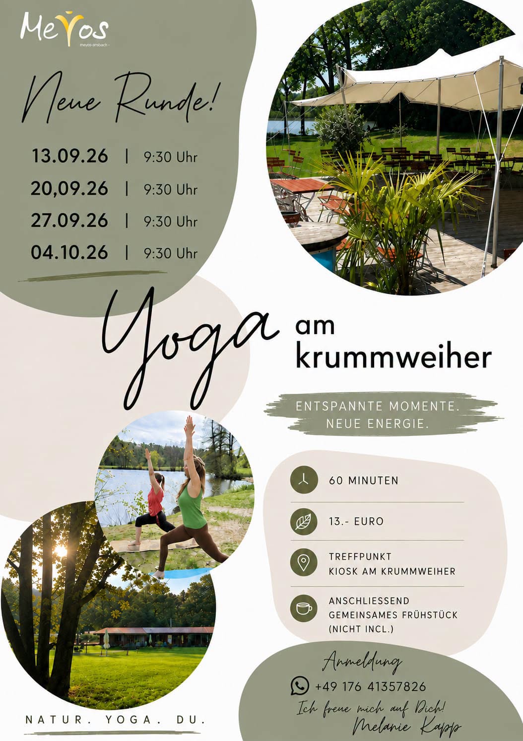 Yoga am Krummweiher Neue Runde Einfach mal wieder durchatmen bei Yoga am Krummweiher. Neue Runde am 13. September.